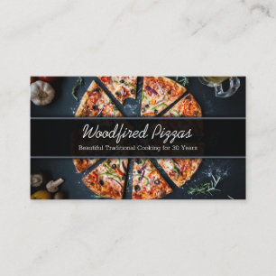 Foto einer Pizza auf Schiefer - Geschäfts-Karte Visitenkarte
