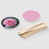 Foto einer rosa Rose auf einer Hand gehalten Fan Fächer (Non-assembled)