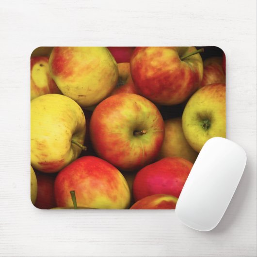 Foto eines Buschels aus Gelb- und Rotäpfeln Mousepad (Mit Mouse)
