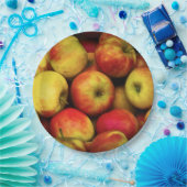 Foto eines Buschels aus Gelb- und Rotäpfeln Pappteller (Party)