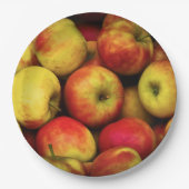 Foto eines Buschels aus Gelb- und Rotäpfeln Pappteller (Vorderseite)