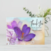 Foto eines Hübschen Lila Frühlingskrokus Dankeskarte (Stehend Vorderseite)
