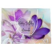 Foto eines Hübschen Lila Frühlingskrokus Geburtsta Große Geschenktüte (Rückseite)