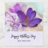 Foto eines Hübschen Lila Frühlingskrokus Weinetikett (Einzelnes Label)