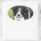 Foto eines Hundes Ovaler Aufkleber (Tasche)