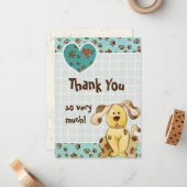 Foto eines Jungen mit dem besten Freund BabyDanke, Mitteilungskarte (Vorderseite/Rückseite Beispiel)