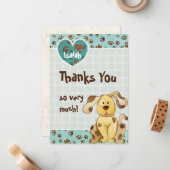 Foto eines Jungen mit dem besten Freund BabyDanke, Mitteilungskarte (Vorderseite/Rückseite Beispiel)