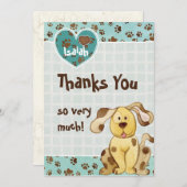 Foto eines Jungen mit dem besten Freund BabyDanke, Mitteilungskarte (Vorne/Hinten)