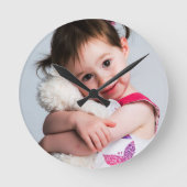 Foto eines Kindes, Freund, Ehepartner, Mutter oder Runde Wanduhr (Vorderseite)