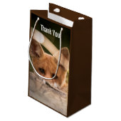 Foto eines Niedlichen kleinen Orange Fox Danke Kleine Geschenktüte (Rückseite Schrägansicht)