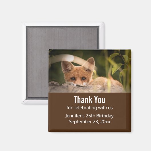 Foto eines Niedlichen kleinen Orangen Fox Geburtst Magnet (Vorderseite/Rückseite)