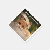 Foto eines Niedlichen kleinen Orangenfuchs zum Geb Serviette (Ecke)