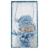 Foto eines Niedlichen Schneemanns im Winter Danke Kleine Geschenktüte (Rückseite)