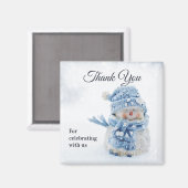 Foto eines Niedlichen Schneemanns im Winter Danke Magnet (Vorderseite/Rückseite)