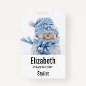 Foto eines Niedlichen Schneemanns im Winter - Weih Ausweis (Vorderseite)