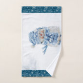 Foto eines Niedlichen Schneemanns im Winter - Weih Badhandtuch Set (Handtuch)