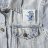 Foto eines Niedlichen Schneemanns im Winter - Weih Button (Beispiel)