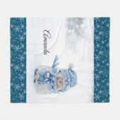 Foto eines Niedlichen Schneemanns im Winter - Weih Fleecedecke (Vorderseite (Horizontal))