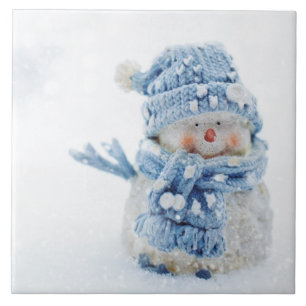 Foto eines Niedlichen Schneemanns im Winter - Weih Fliese