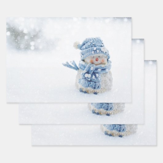Foto eines Niedlichen Schneemanns im Winter - Weih Geschenkpapier Set (Set)