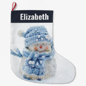 Foto eines Niedlichen Schneemanns im Winter - Weih Großer Weihnachtsstrumpf (Vorderseite)