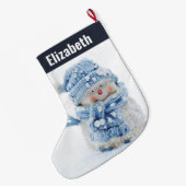 Foto eines Niedlichen Schneemanns im Winter - Weih Großer Weihnachtsstrumpf (Rückseite (Hängend))