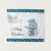 Foto eines Niedlichen Schneemanns im Winter - Weih Wandteppich (Vorderseite (Horizontal))