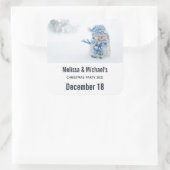 Foto eines Niedlichen Schneemans - Weihnachten Sav Quadratischer Aufkleber (Tasche)