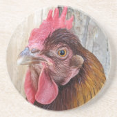 Foto eines roten Huhn Getränkeuntersetzer (Vorne)