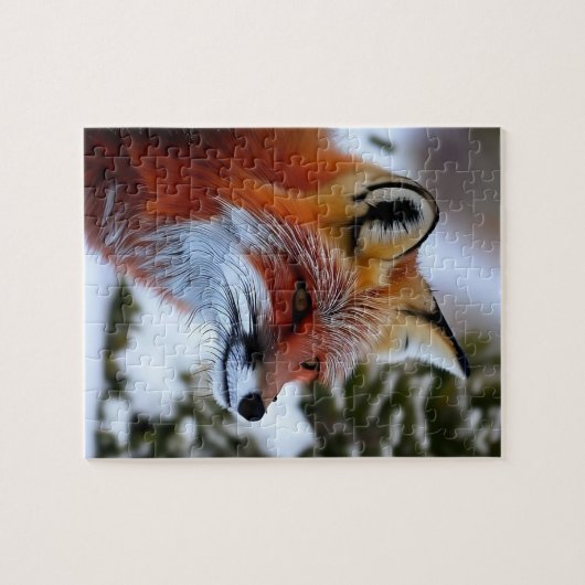 Foto eines Rotfuchs im Schnee Puzzle (Horizontal)