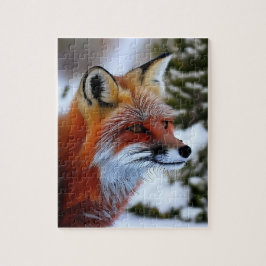 Foto eines Rotfuchs im Schnee Puzzle