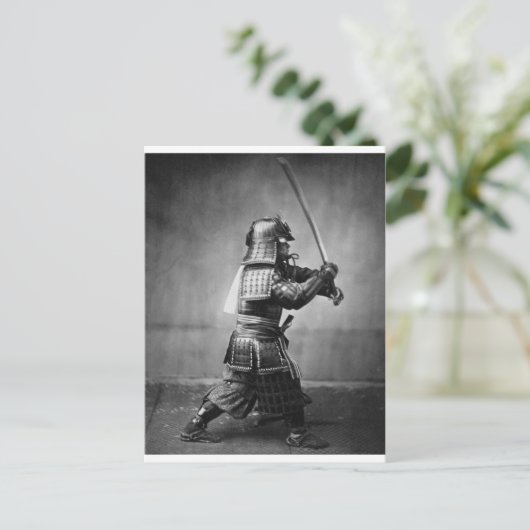 Foto eines Samurai C. 1860 Postkarte (Stehend Vorderseite)