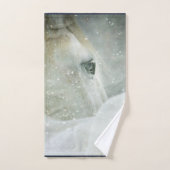 Foto eines schönen Weißen Pferdes im Winter Badhandtuch Set (Handtuch)