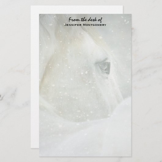 Foto eines schönen Weißen Pferdes im Winter Briefpapier (Vorne/Hinten)
