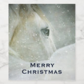 Foto eines schönen Weißen Pferdes im Winter Weinetikett (Einzelnes Label)