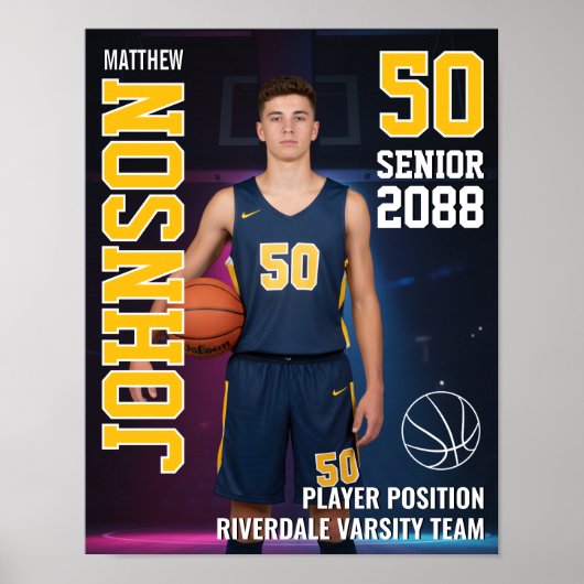 Foto eines Senior-Basketballspielers mit seiner Sp Poster (Vorne)
