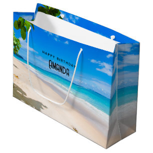 Foto eines sonnigen tropischen Strandes zum Geburt Große Geschenktüte