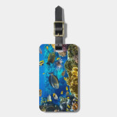 Foto eines tropischen Fisches auf einem Gepäckanhänger (Vorderseite vertikal)