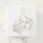 Foto eines weißen floralen Kelchs zur Erstkommunio Geschenkanhänger (Beispiel)