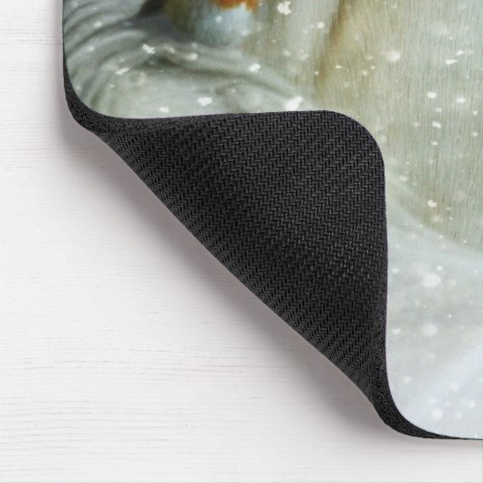 Foto eines Weißen Pferdes und Vogels im Winter Mousepad (Ecke)