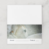 Foto eines Weißen Pferdes und Vogels im Winter Platzkarte (Außenseite Aufgefaltet)