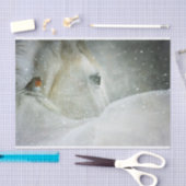 Foto eines Weißen Pferdes und Vogels im Winter Seidenpapier (Handwerk)