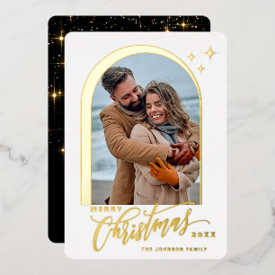 FOTO Einfach Elegant Sparkle Rose Gold Folien Feiertagskarte