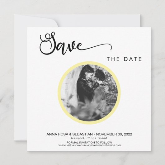 *~* FOTO Einfach Gelber Boho Hochzeit Das Datum sp Save The Date (Vorderseite)