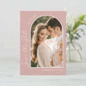 Foto Einfache Elegante Rosa Hochzeit Save The Date (Stehend Vorderseite)