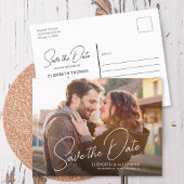 Foto Einfache Elegante Skriptankündigung Postkarte