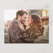 Foto Einfache Elegante Skriptankündigung Postkarte (Vorderseite)