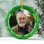 Foto - Einfache grüne Abstrakte Grenze - Dicker Te Keramik Ornament<br><div class="desc">Ein Single-Foto mit einem skurrilen abstrakten grünen Rand. Fügen Sie den benutzerdefinierten Text um das Foto in einem Retro-Typ,  der funky ist. Die Verzierung ist auf der Seite des Single.</div>