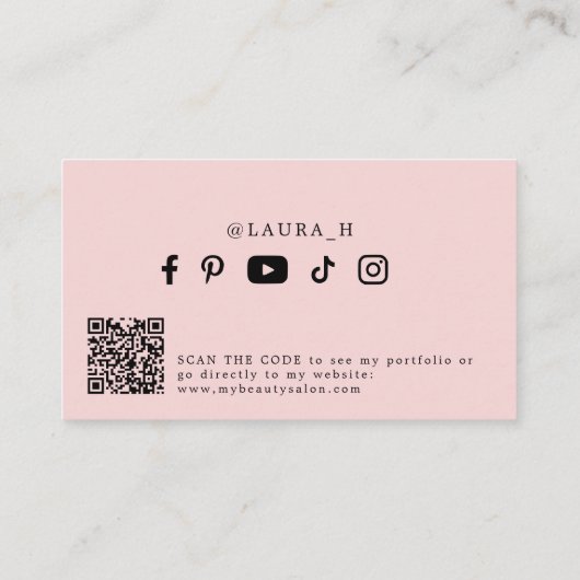 Foto einfache moderne feminine Skript QR-Code Schö Visitenkarte (Rückseite)