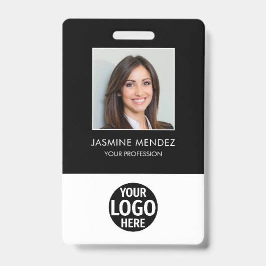 Foto Einfaches Logo Mitarbeiter QR-Code Barcode-ID Ausweis (Vorderseite)